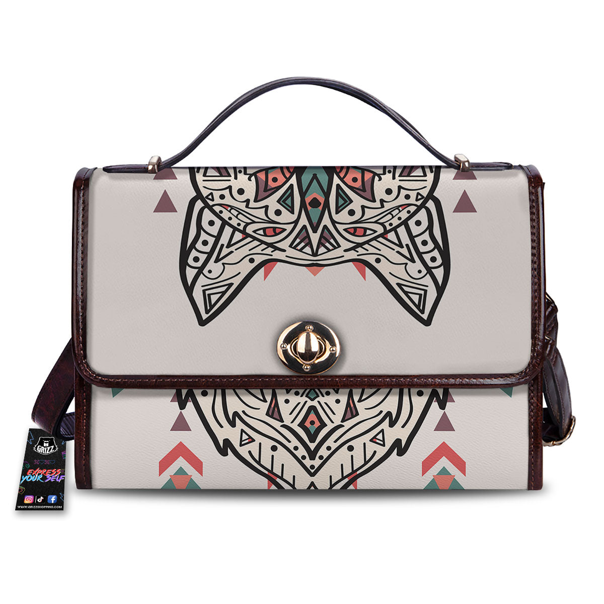 Spiritual Wolf Native American Print Women's Satchel Bag