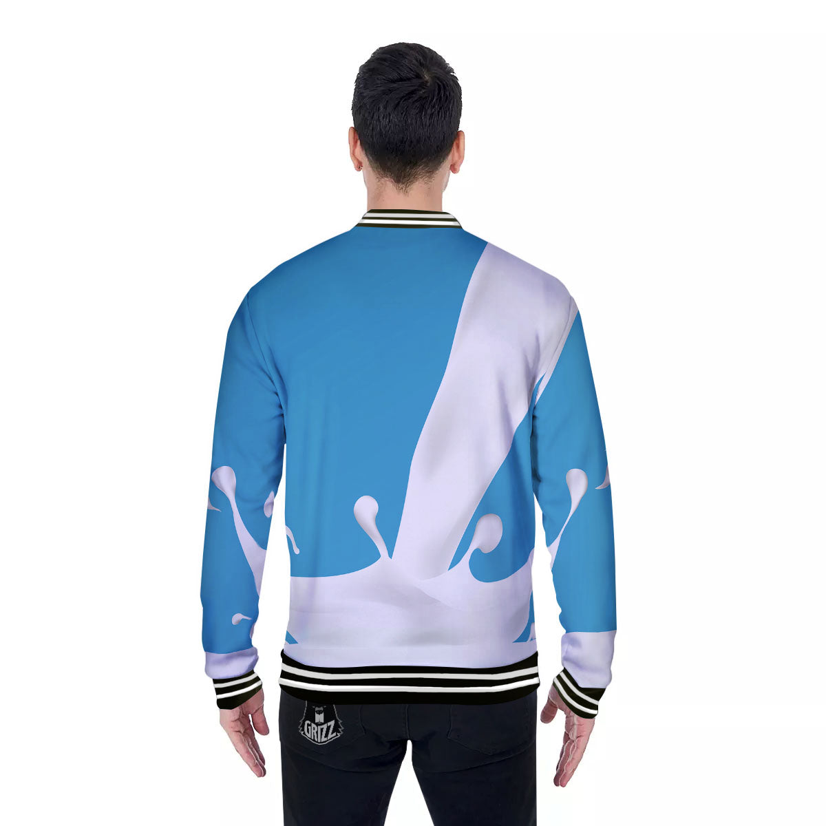 Splash Milk Print Baseball Jacket-grizzshop