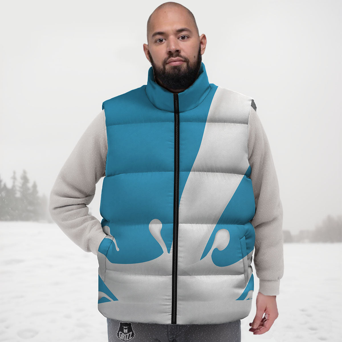 Splash Milk Print Down Vest-grizzshop