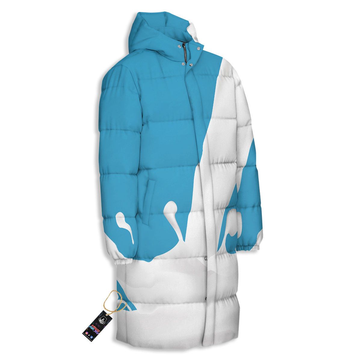 Splash Milk Print Long Down Jacket-grizzshop