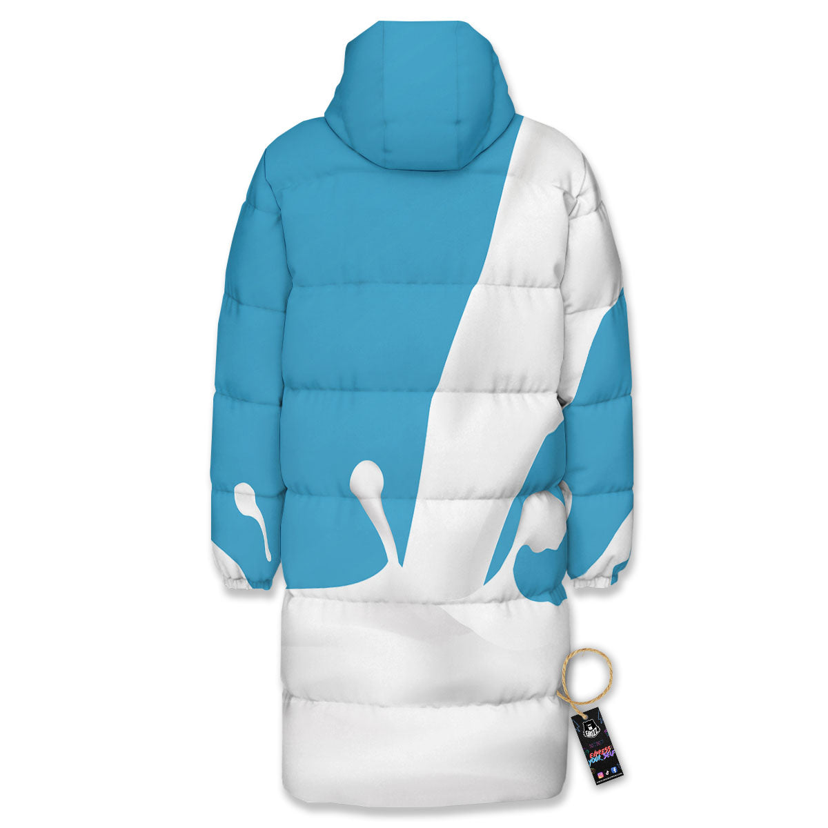 Splash Milk Print Long Down Jacket-grizzshop