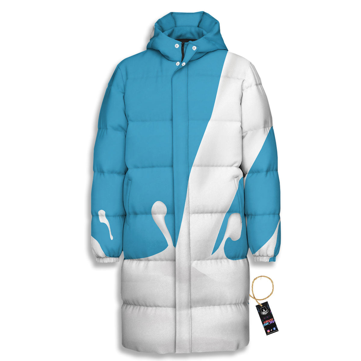Splash Milk Print Long Down Jacket-grizzshop