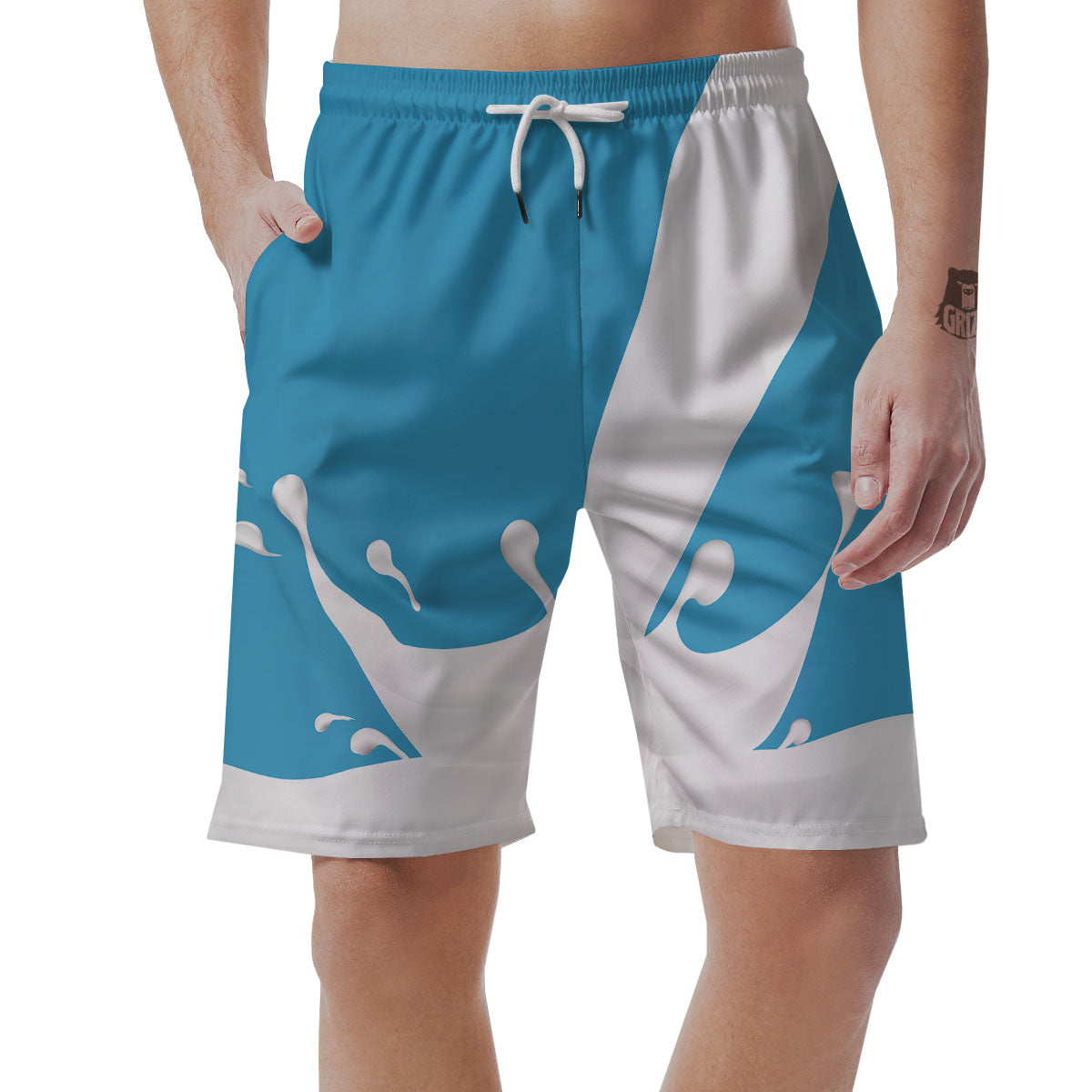 Splash Milk Print Men's Shorts-grizzshop
