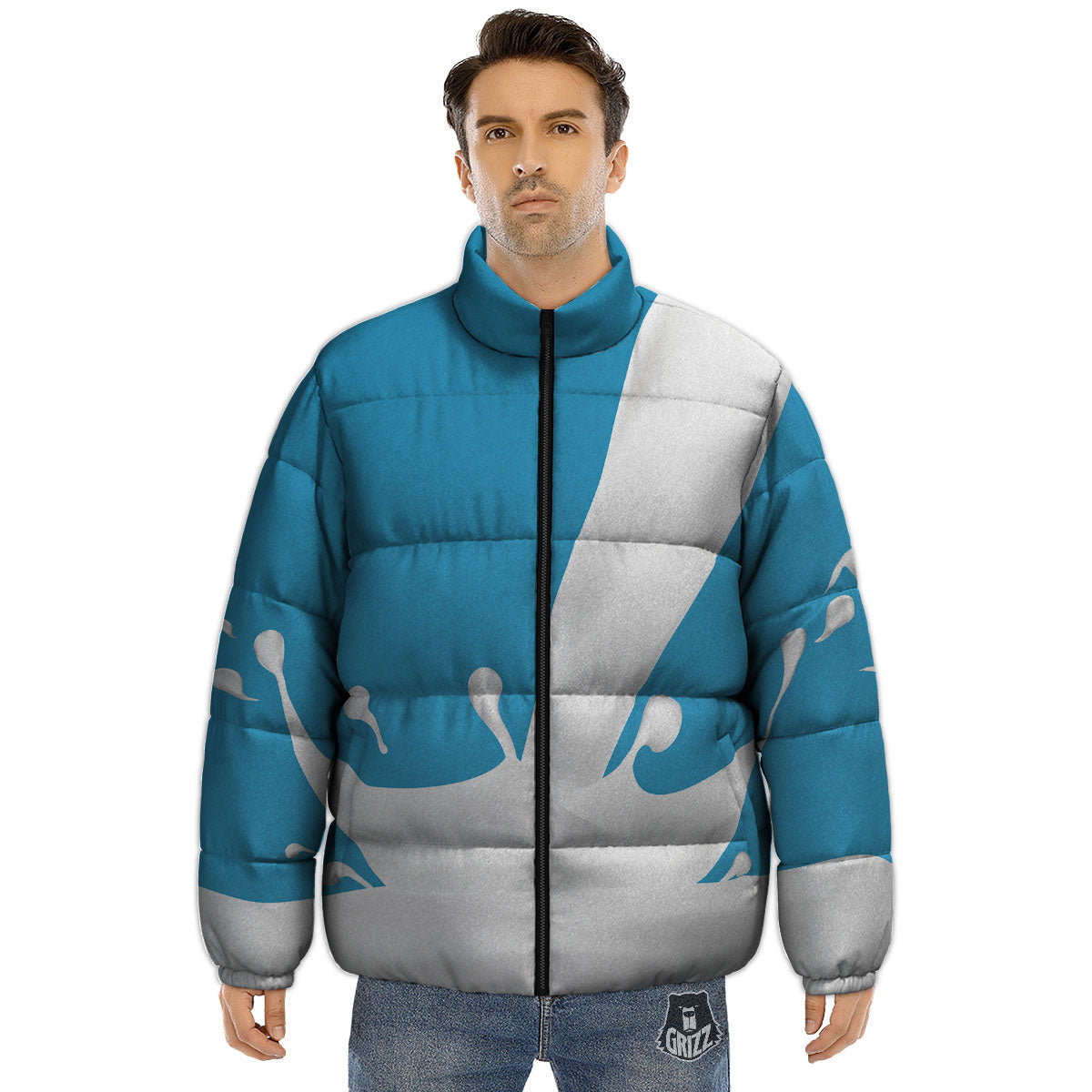 Splash Milk Print Puffer Jacket-grizzshop