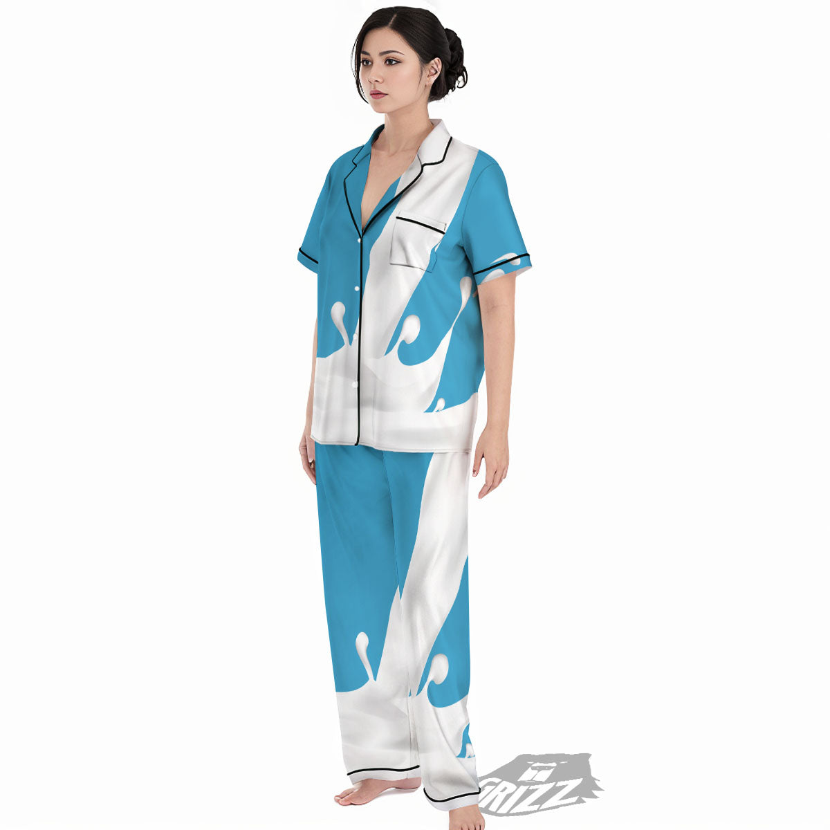 Splash Milk Print Women's Pajamas Set-grizzshop