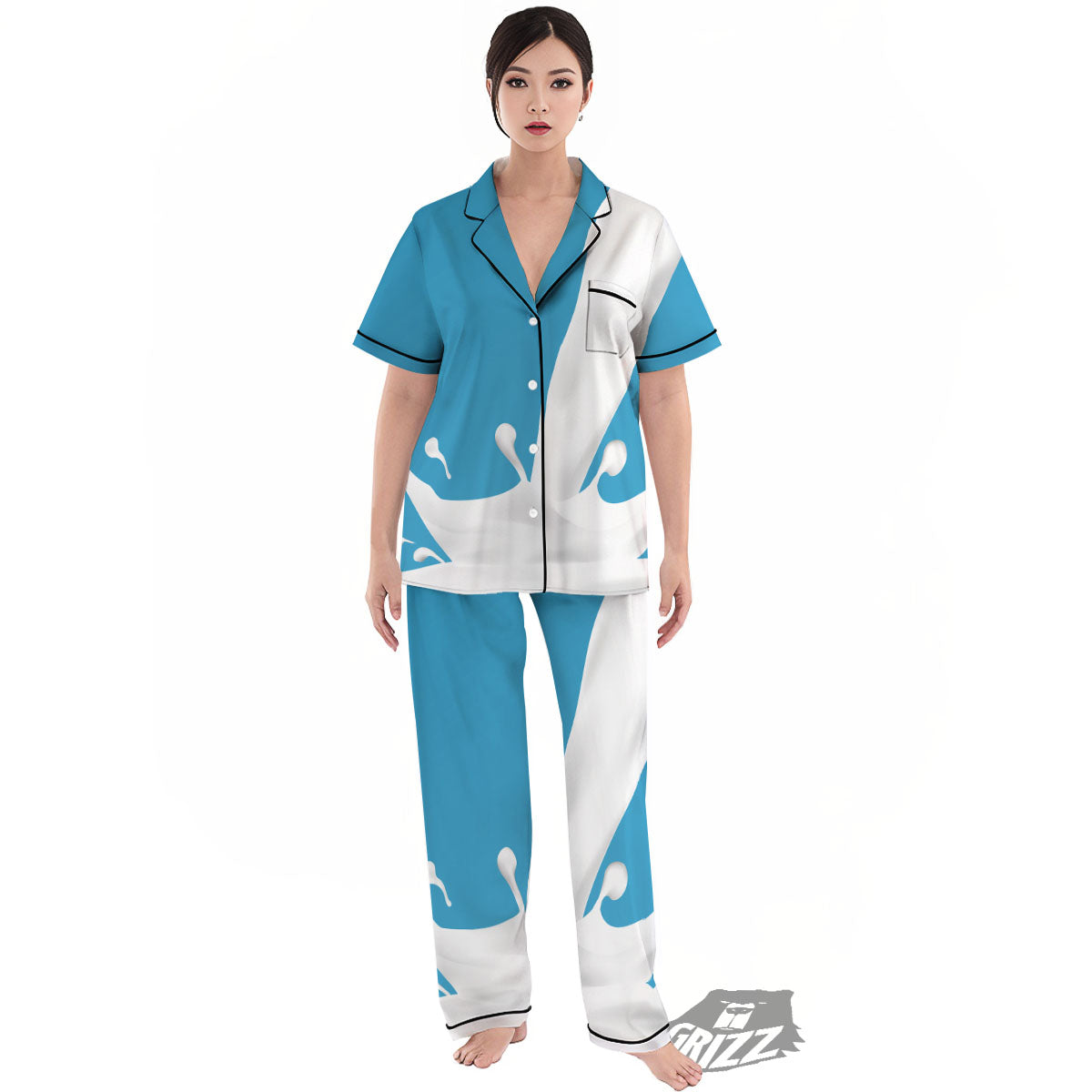 Splash Milk Print Women's Pajamas Set-grizzshop
