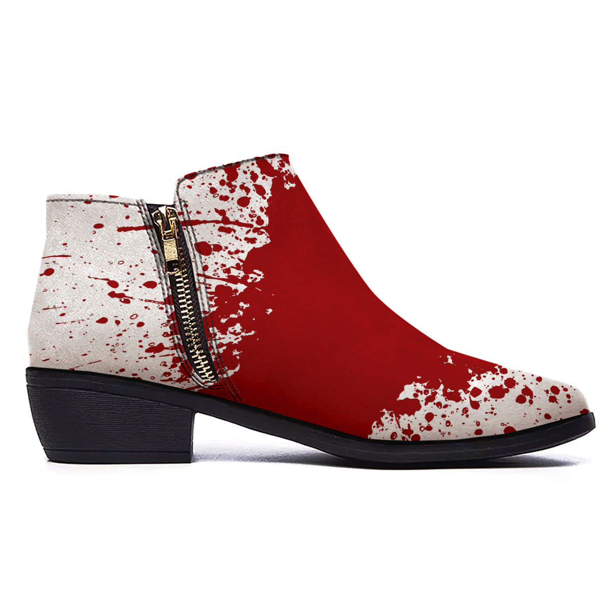Splashed Blood Print Ankle Boots-grizzshop