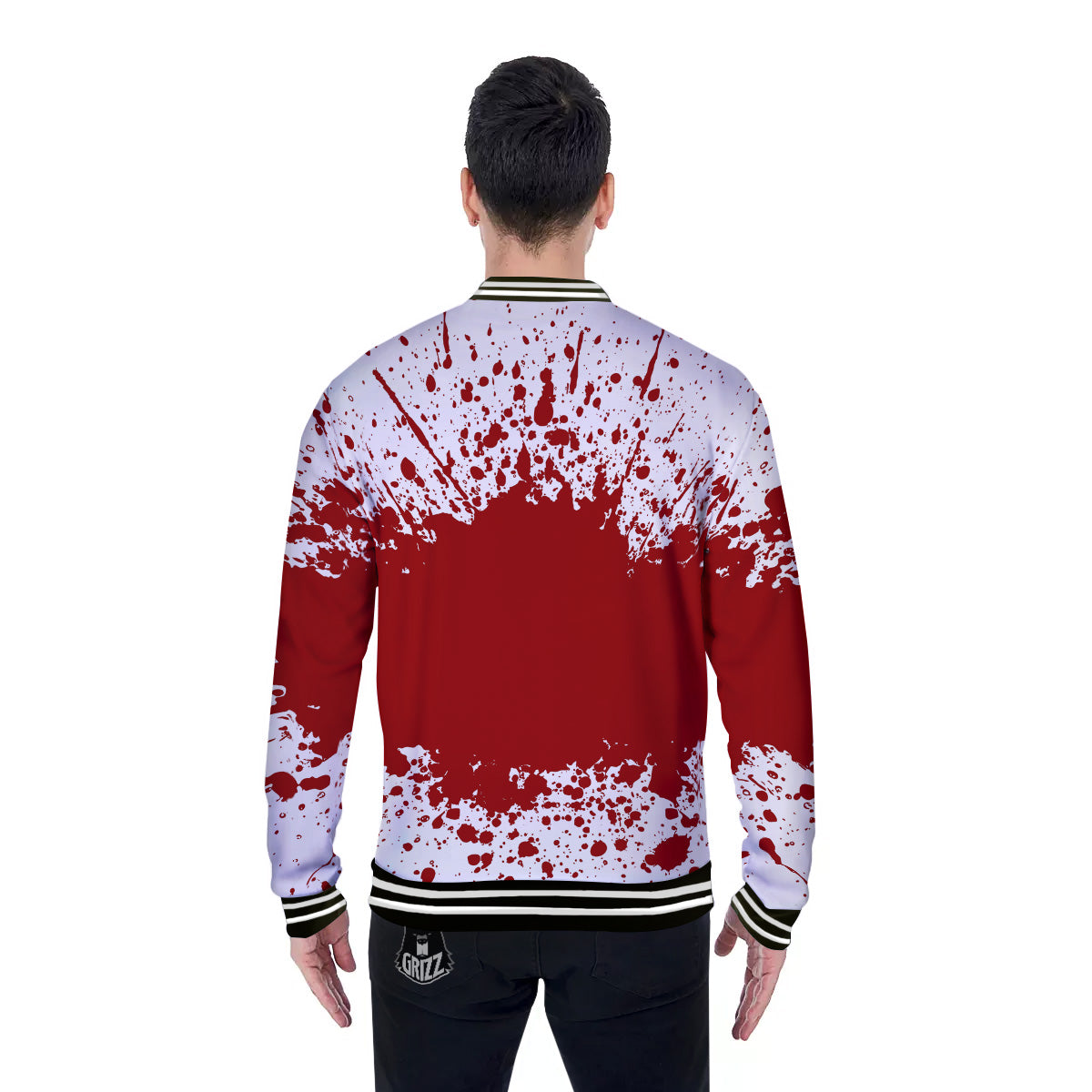 Splashed Blood Print Baseball Jacket-grizzshop