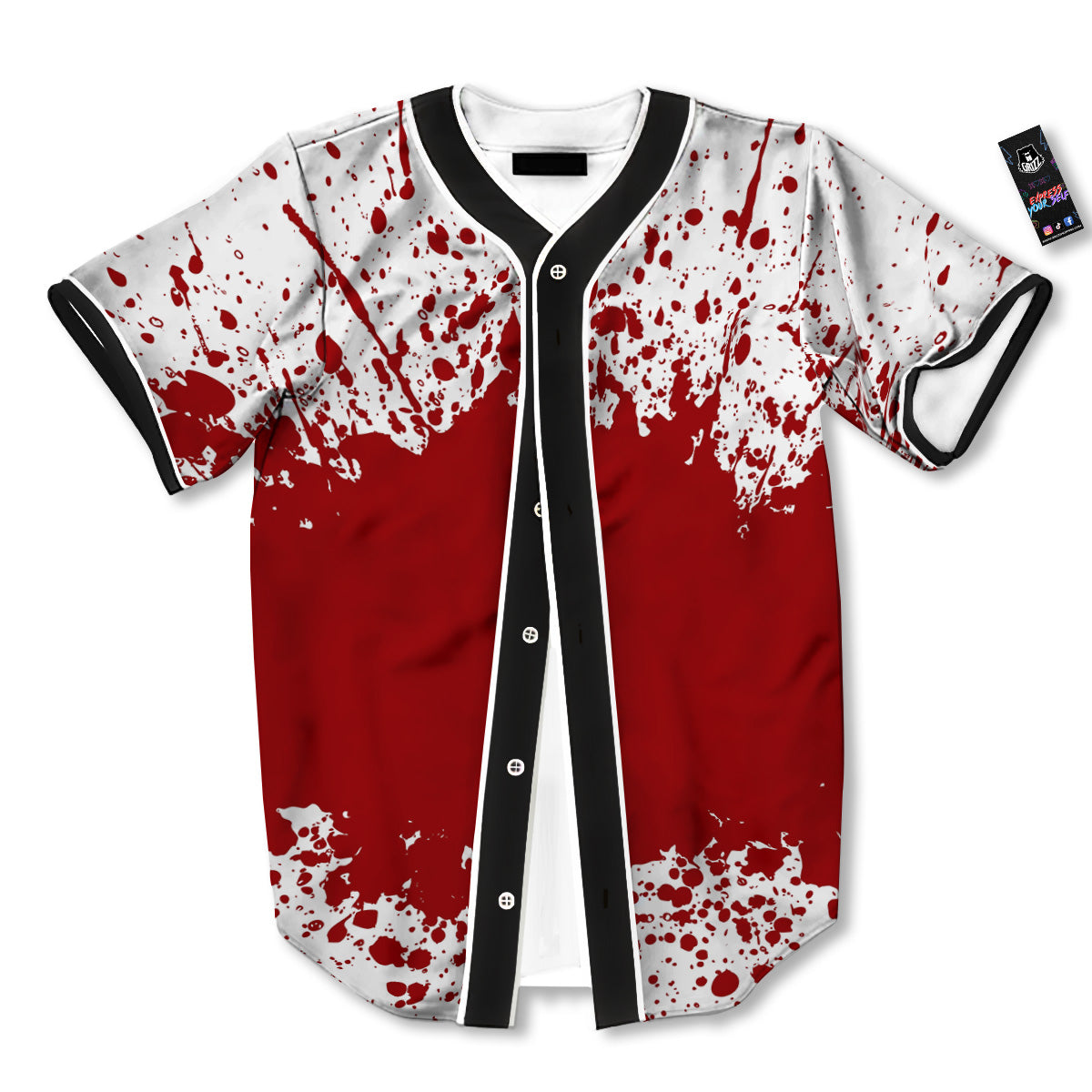 Splashed Blood Print Baseball Jersey-grizzshop