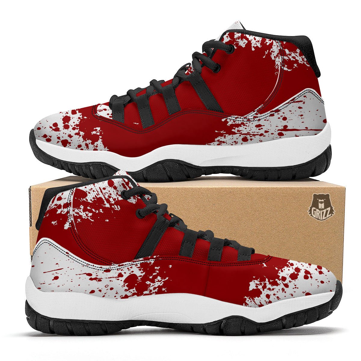 Splashed Blood Print Black Bball Shoes-grizzshop