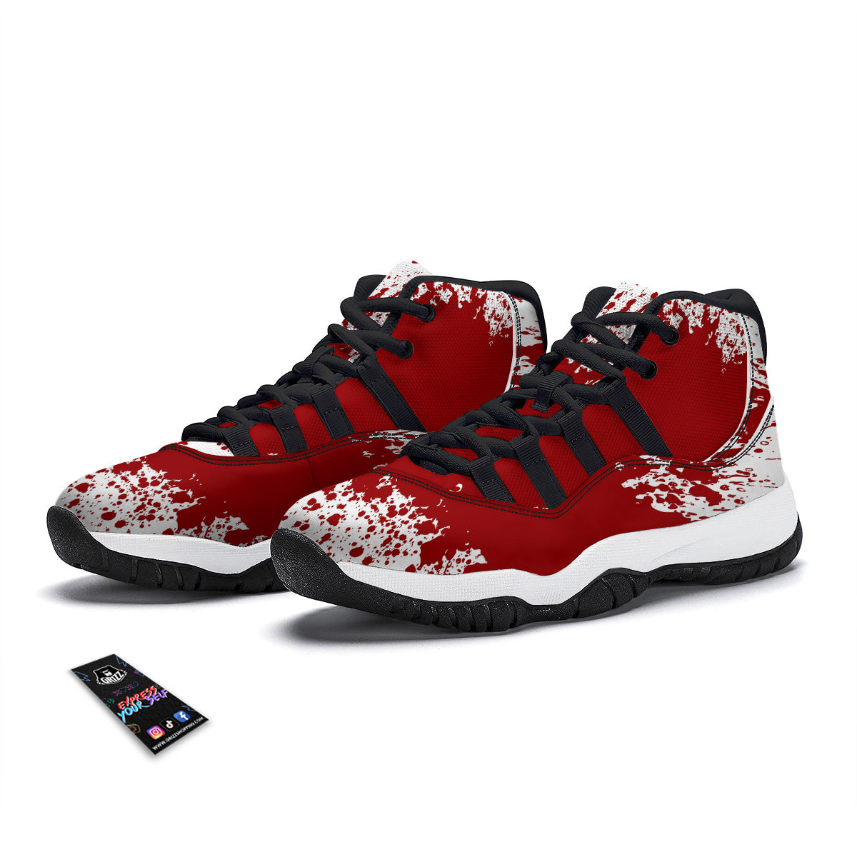 Splashed Blood Print Black Bball Shoes-grizzshop