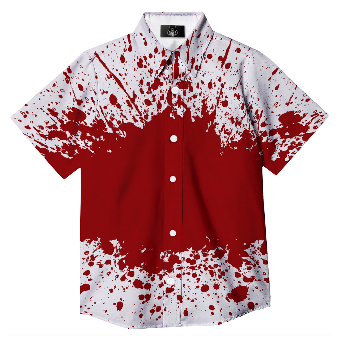 Splashed Blood Print Button Up Shirt-grizzshop