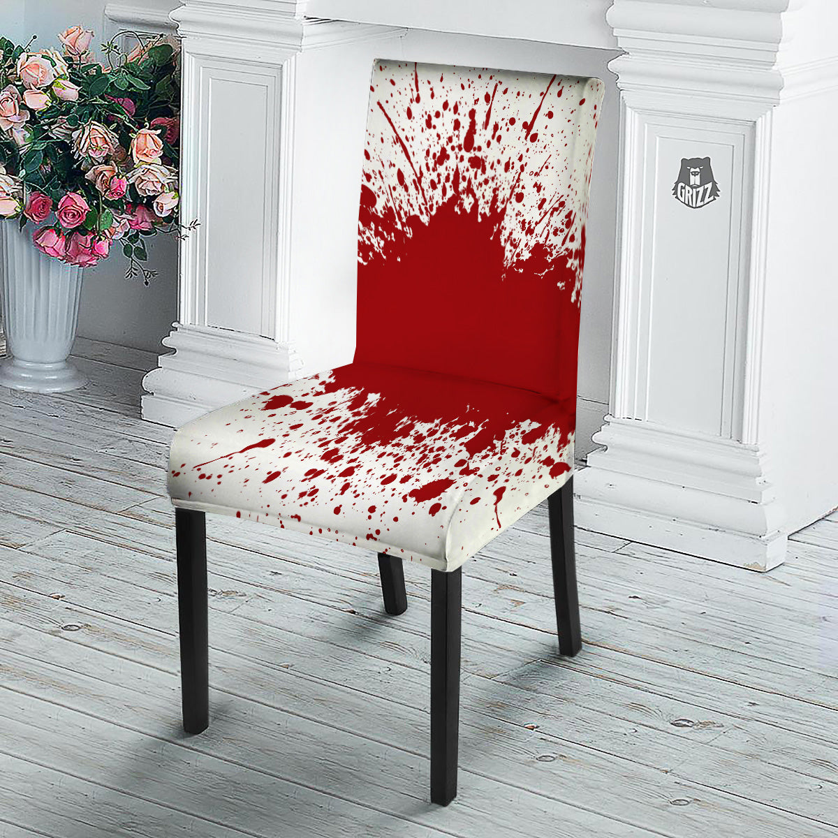 Splashed Blood Print Dining Chair Slipcover-grizzshop