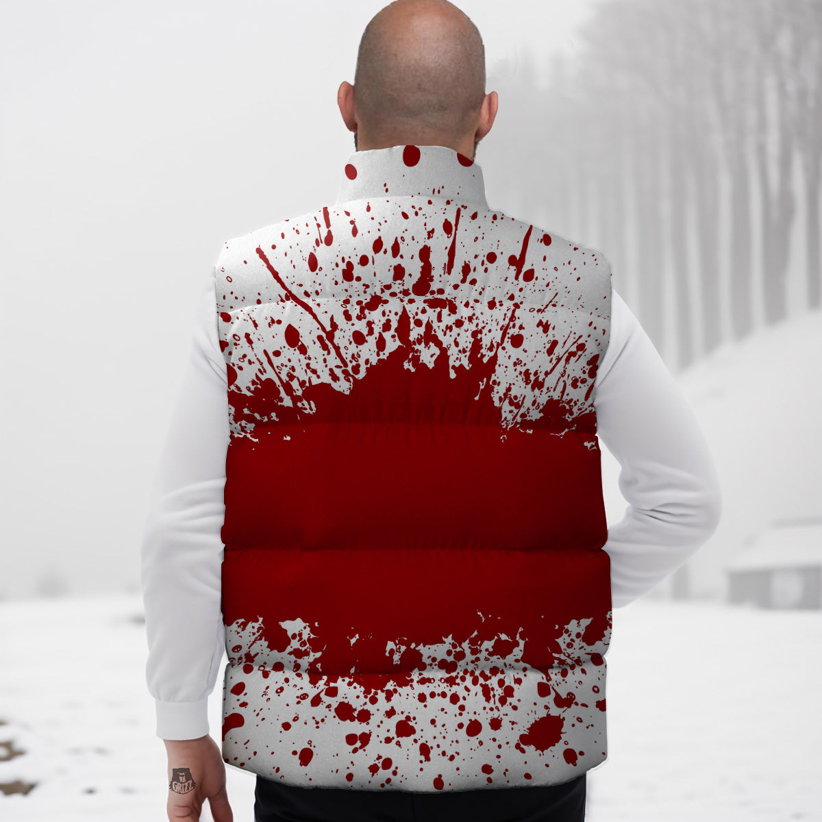 Splashed Blood Print Down Vest