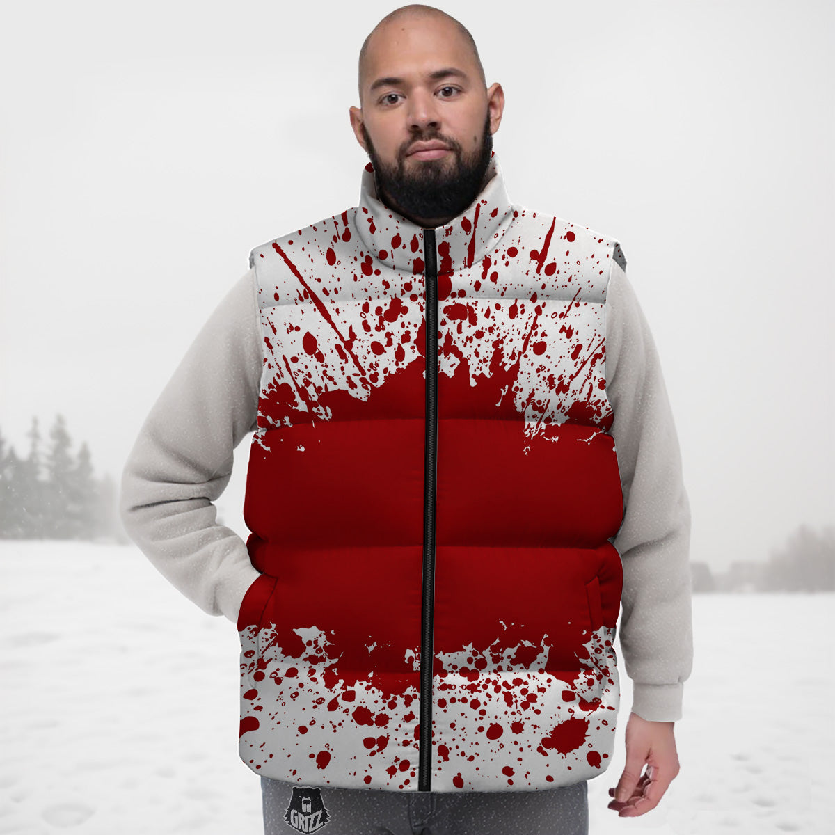 Splashed Blood Print Down Vest