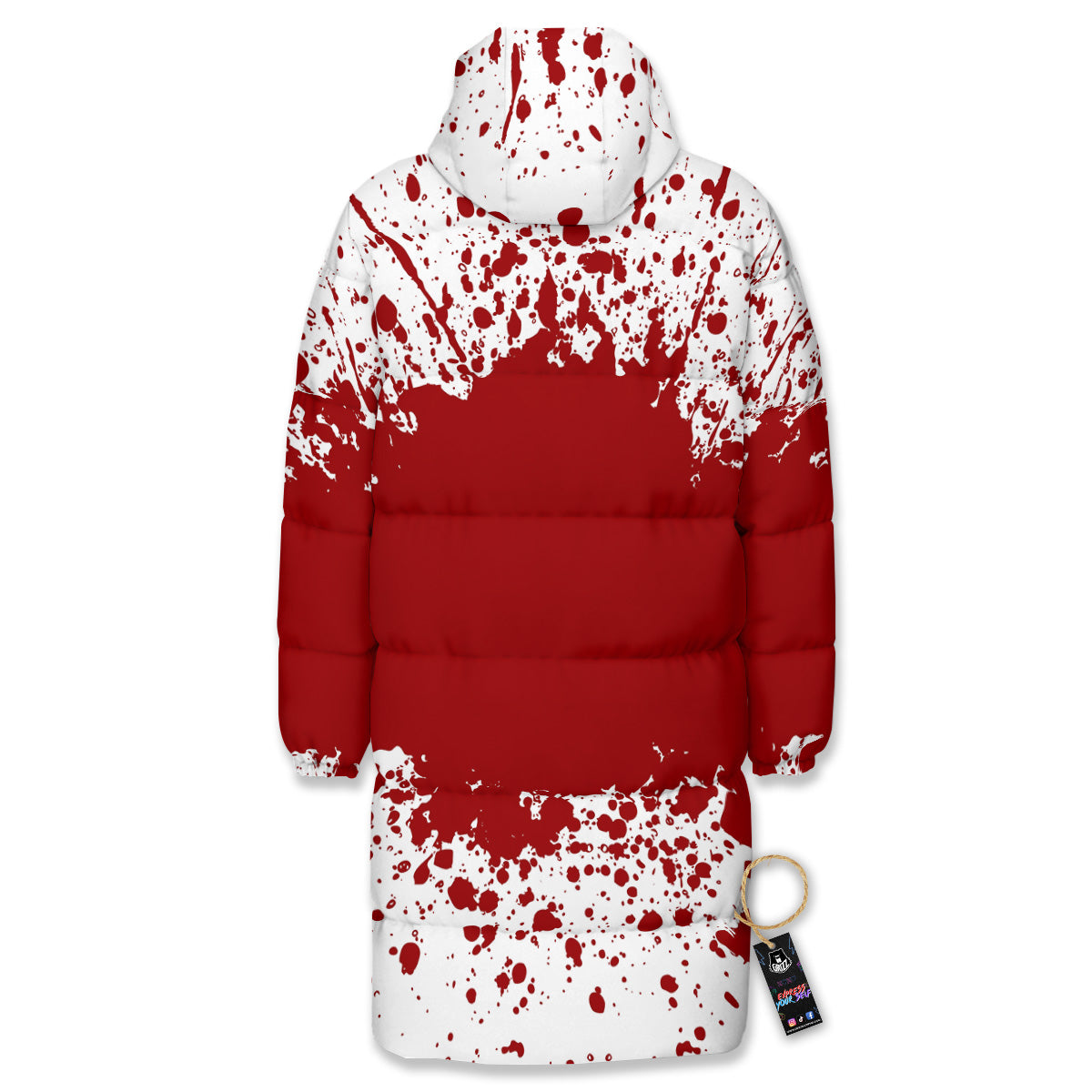 Splashed Blood Print Long Down Jacket-grizzshop