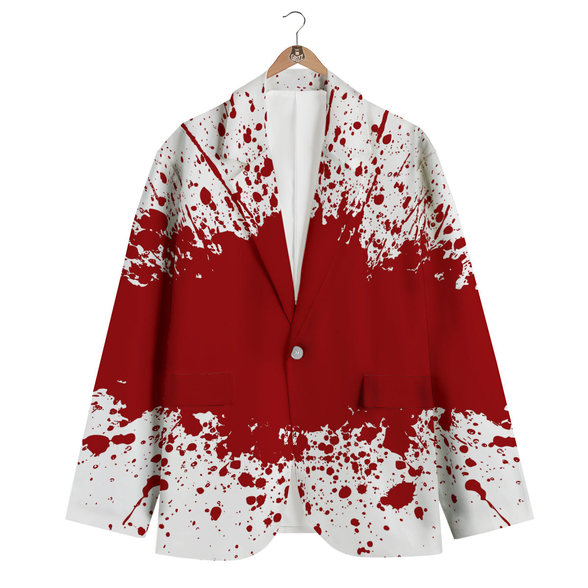 Splashed Blood Print Men's Blazer-grizzshop
