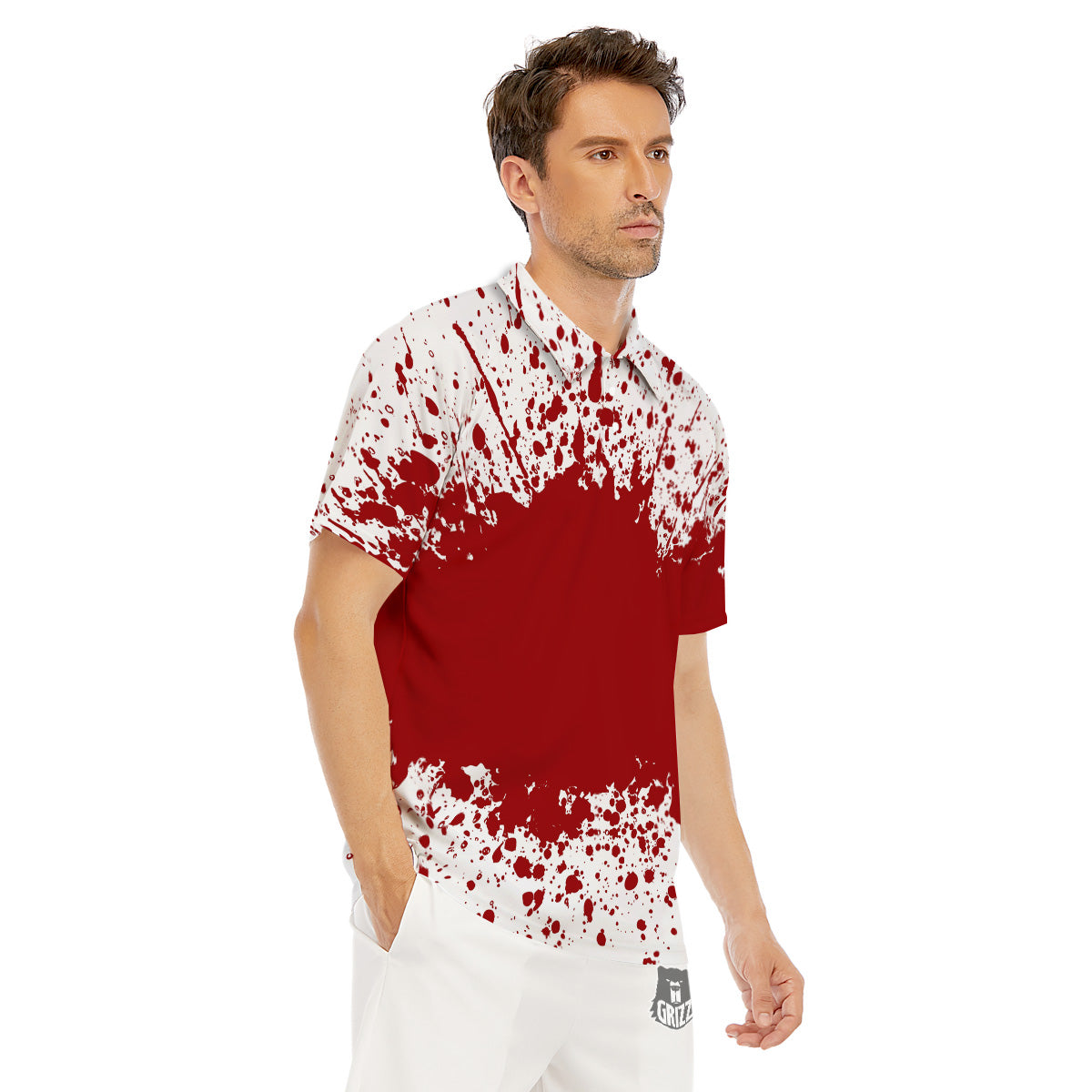 Splashed Blood Print Men's Golf Shirts-grizzshop
