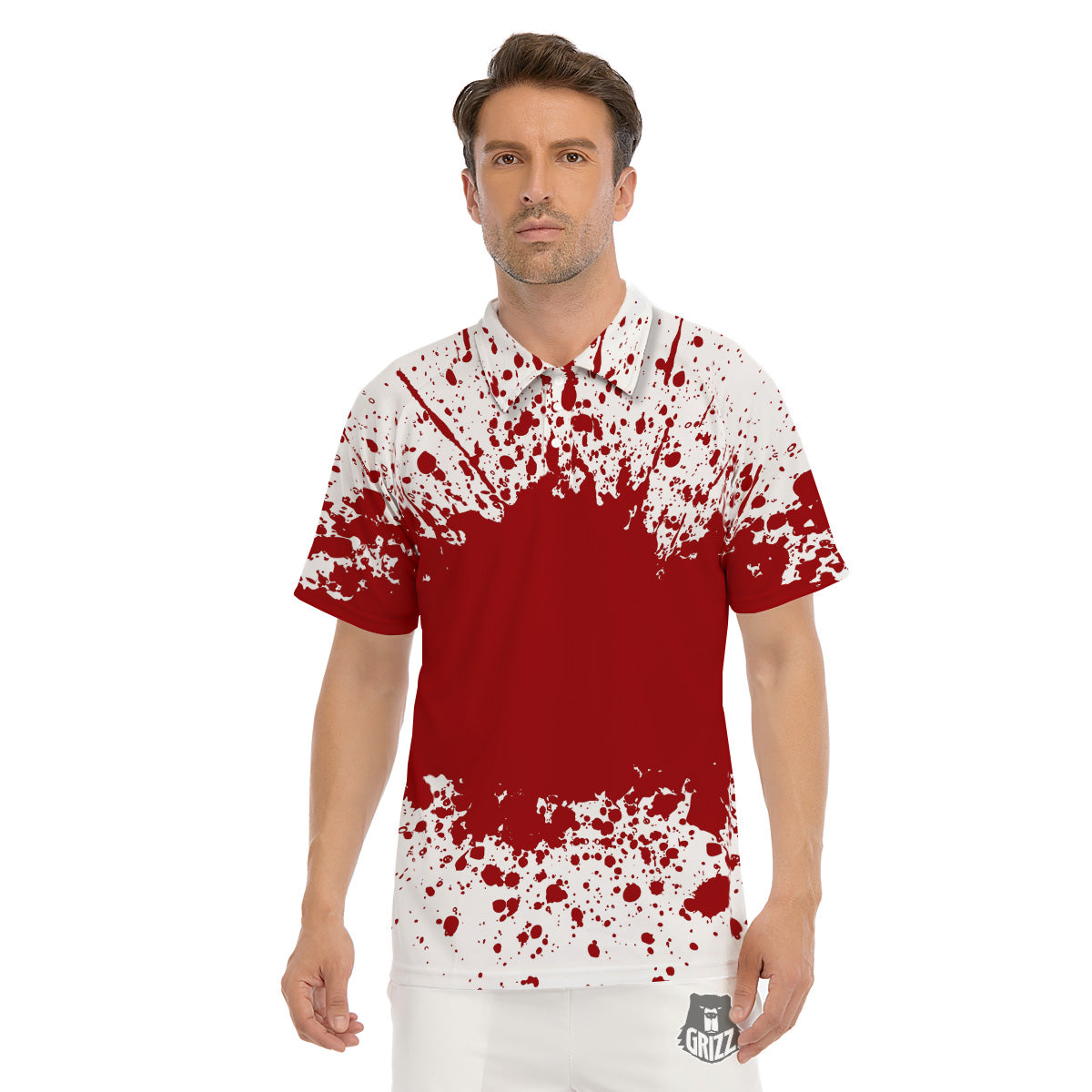 Splashed Blood Print Men's Golf Shirts-grizzshop