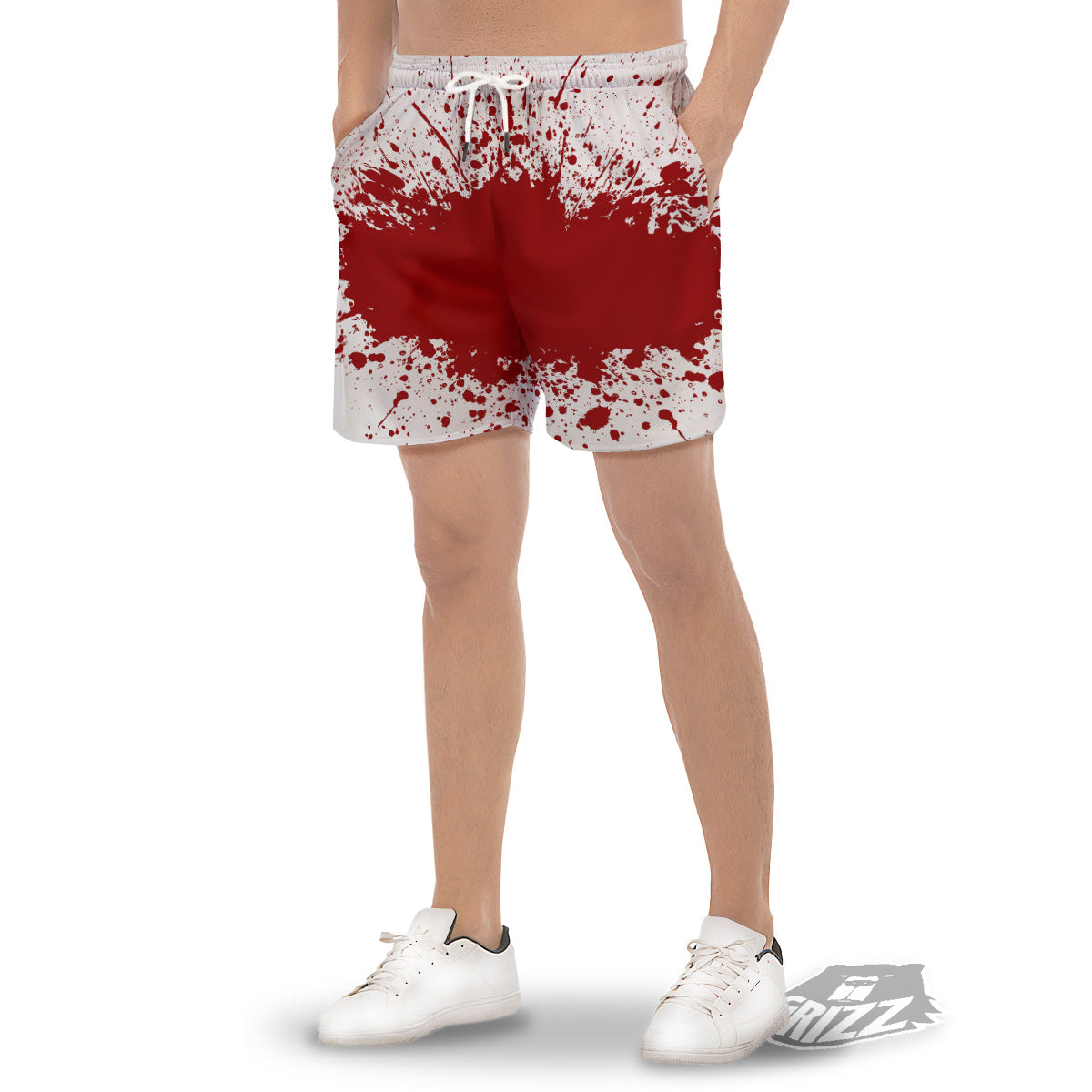 Splashed Blood Print Men's Gym Shorts-grizzshop