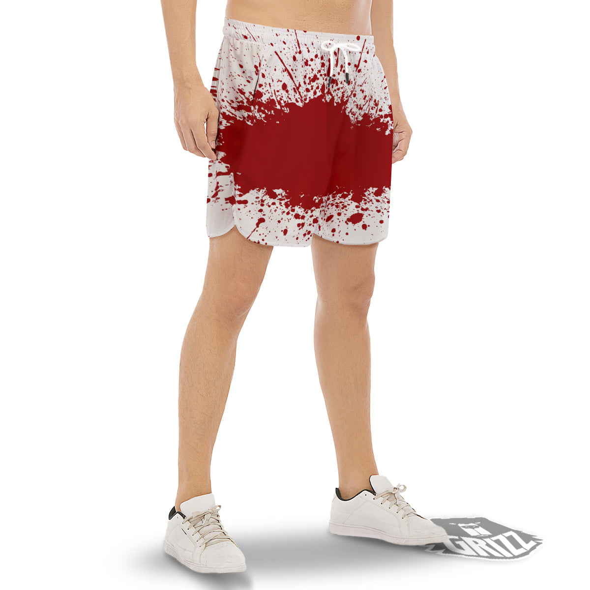 Splashed Blood Print Men's Gym Shorts-grizzshop