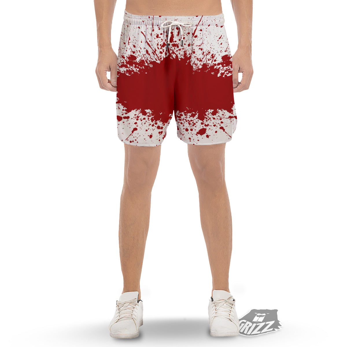 Splashed Blood Print Men's Gym Shorts-grizzshop