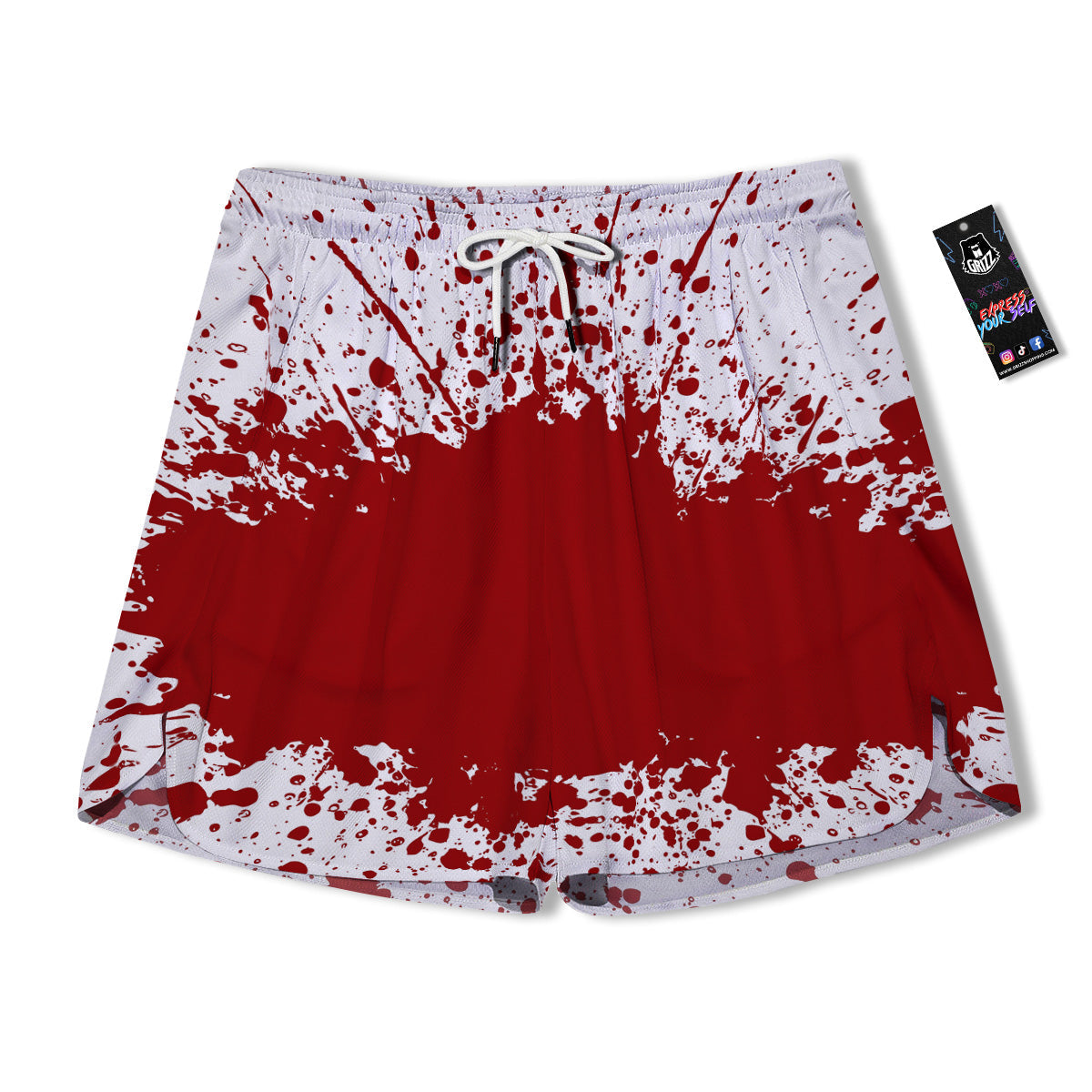 Splashed Blood Print Men's Running Shorts-grizzshop