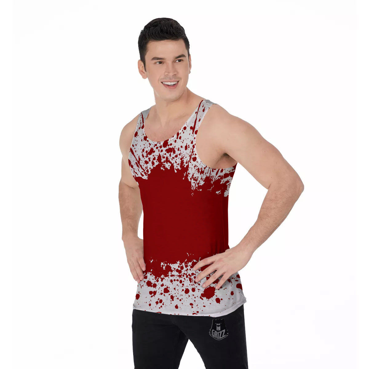 Splashed Blood Print Men's Tank Top-grizzshop