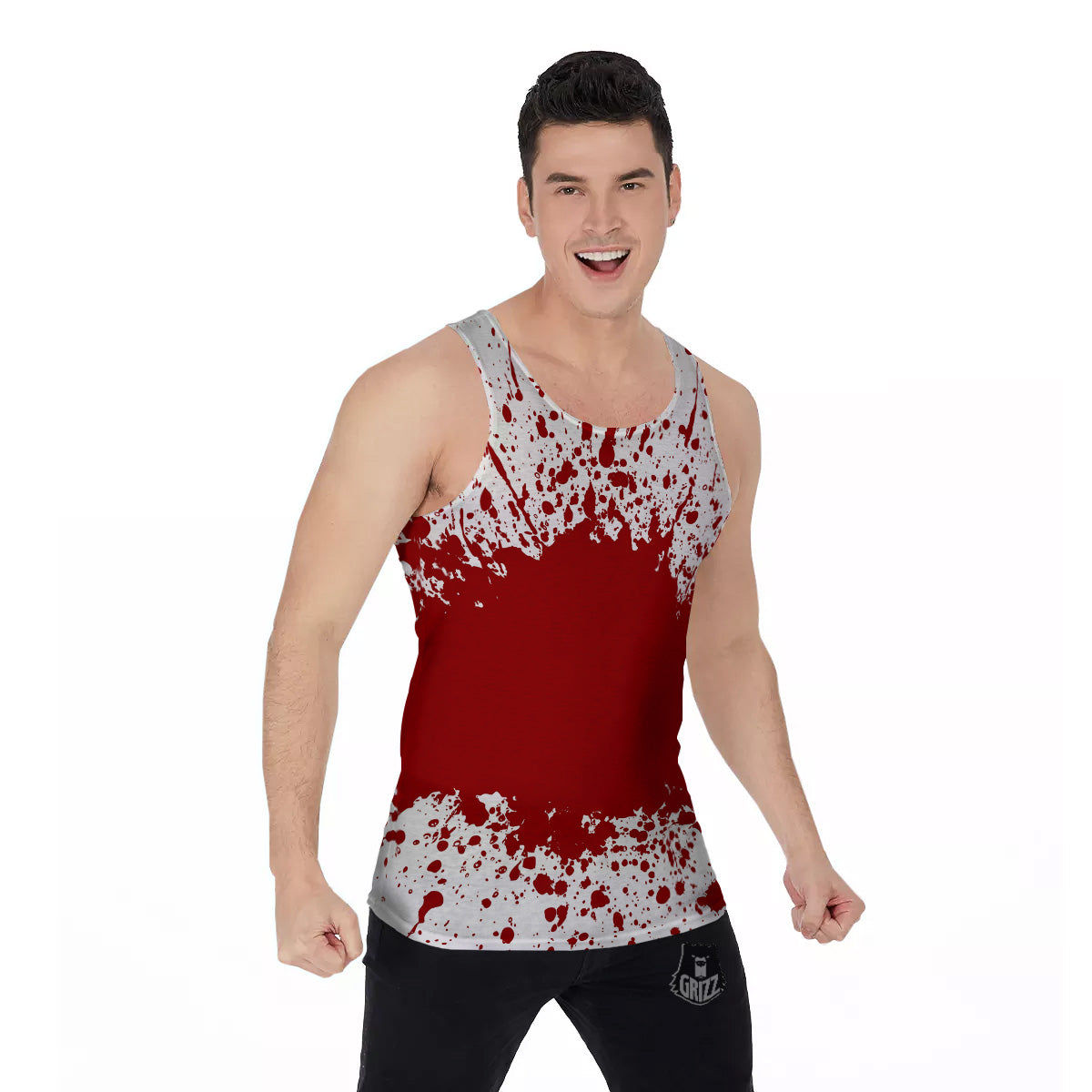 Splashed Blood Print Men's Tank Top-grizzshop