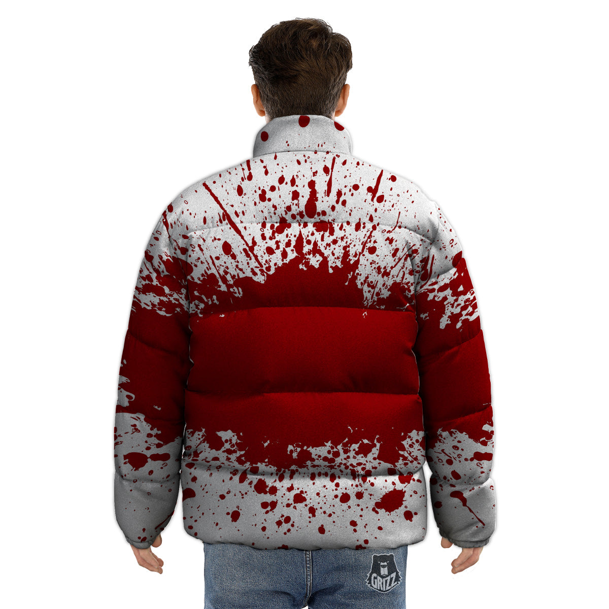 Splashed Blood Print Puffer Jacket-grizzshop