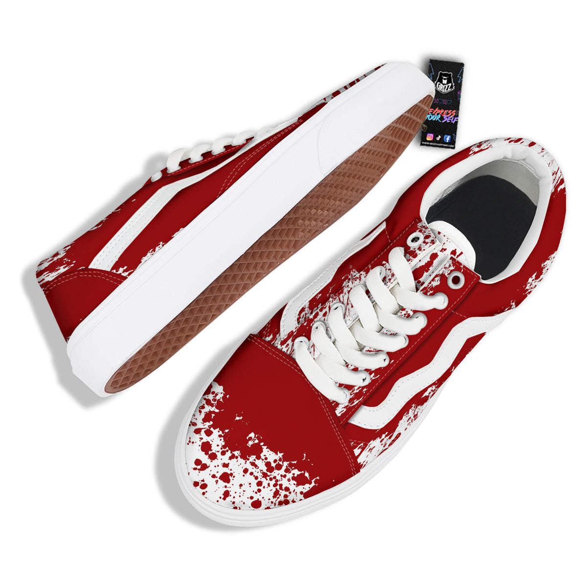 Splashed Blood Print Skate Shoes-grizzshop