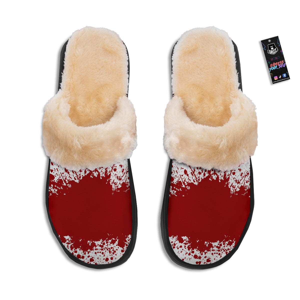 Splashed Blood Print Slippers-grizzshop