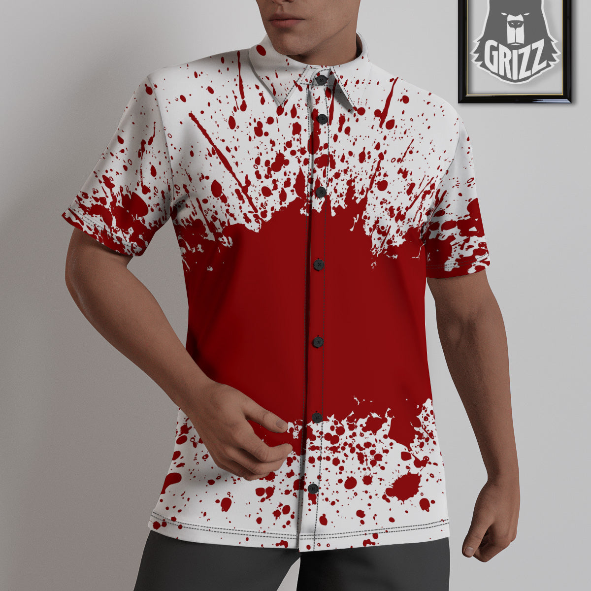 Splashed Blood Print Untucked Shirts-grizzshop
