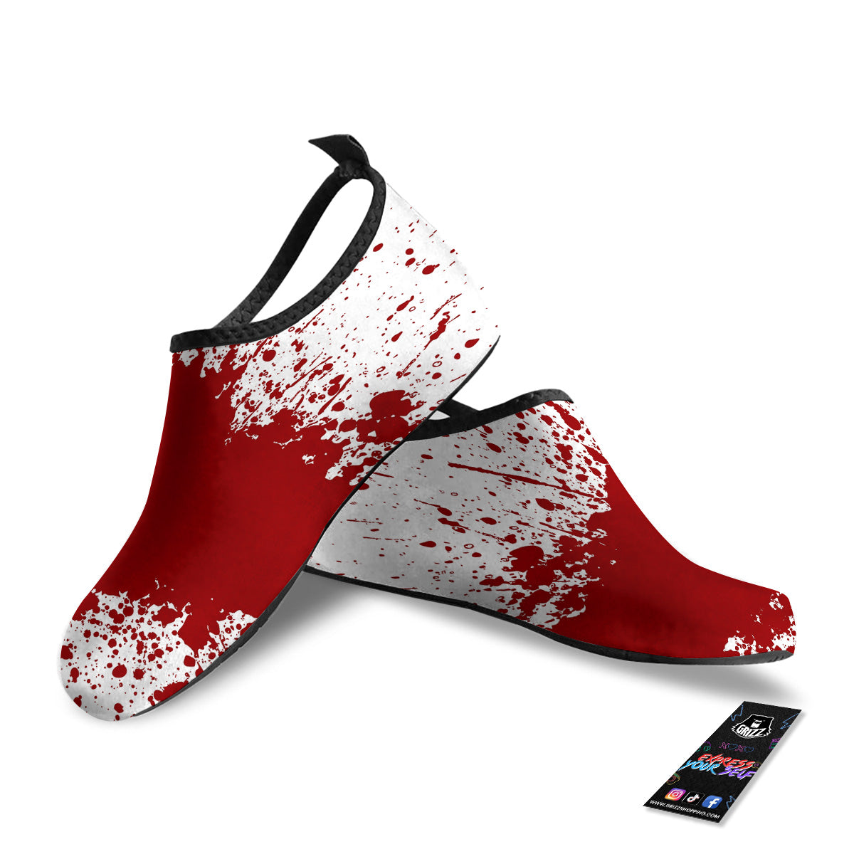 Splashed Blood Print Water Shoes-grizzshop