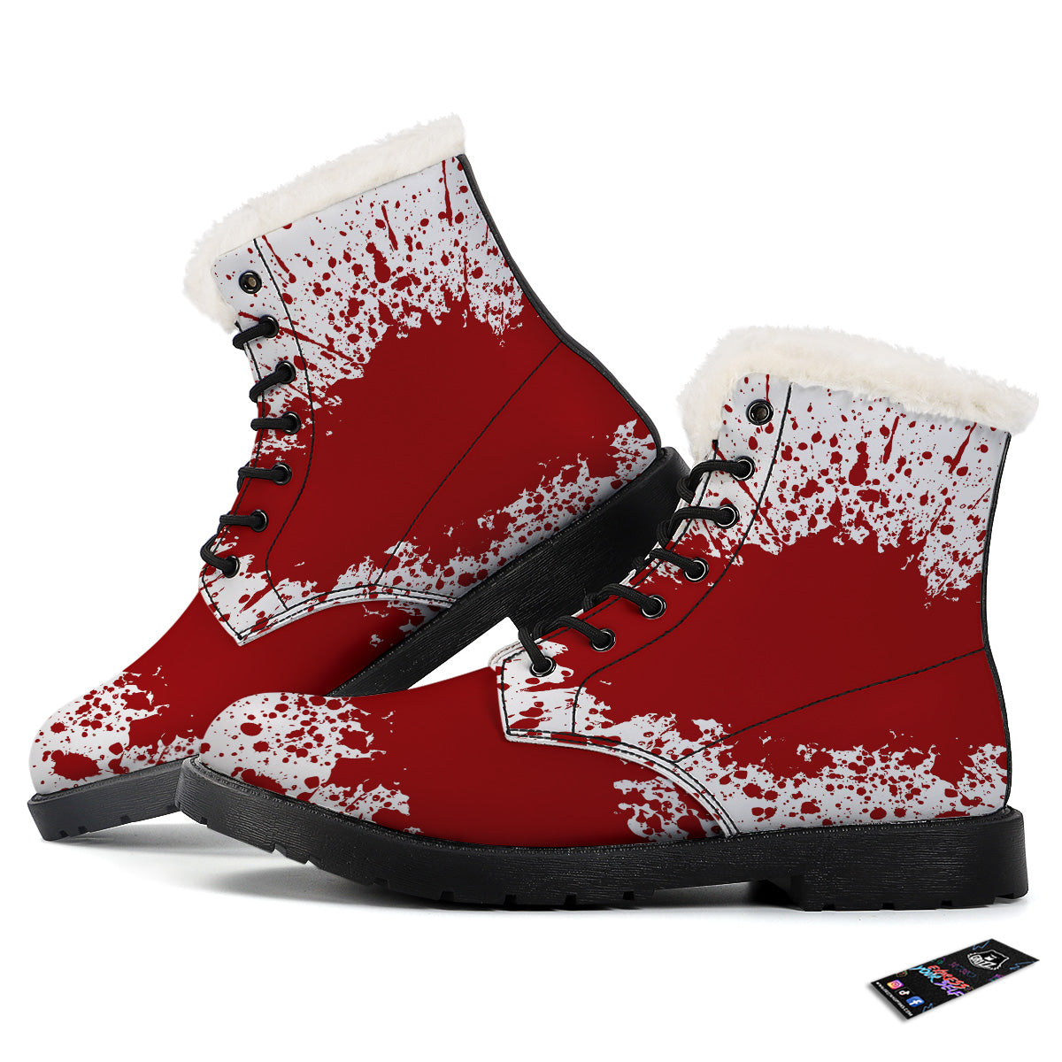 Splashed Blood Print Winter Boots-grizzshop