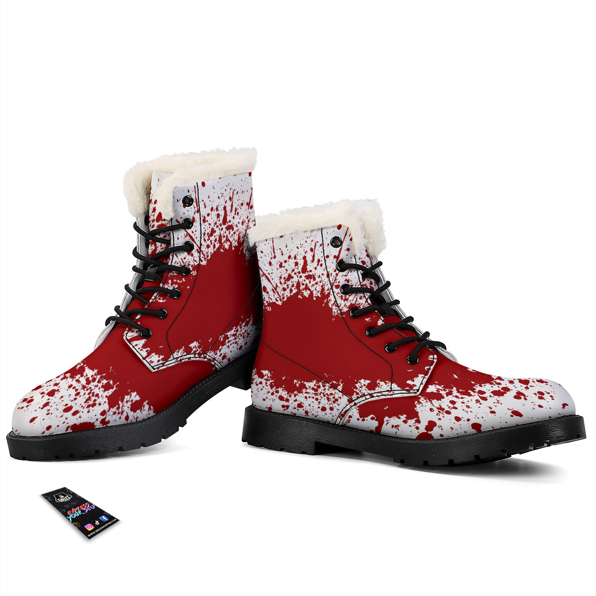 Splashed Blood Print Winter Boots-grizzshop