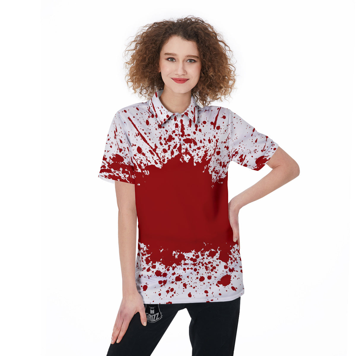 Splashed Blood Print Women's Golf Shirts-grizzshop