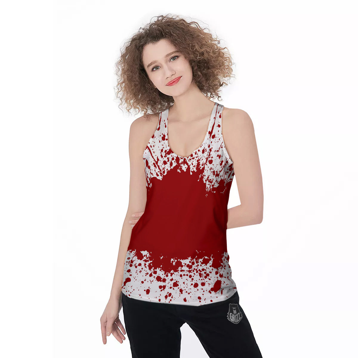 Splashed Blood Print Women's Racerback Tank Top-grizzshop