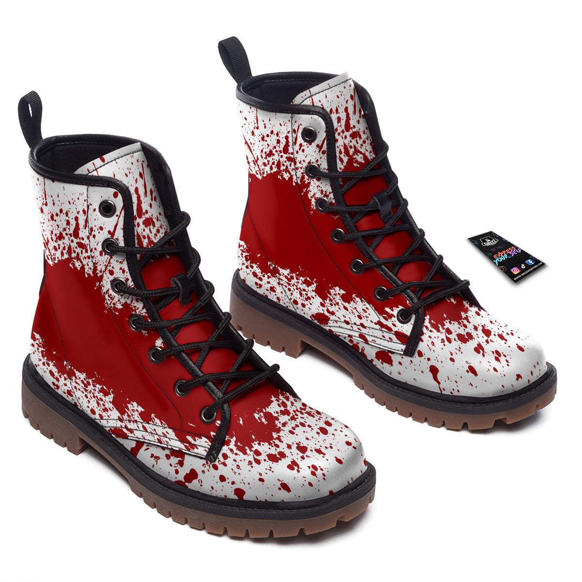 Splashed Blood Print Work Boots-grizzshop