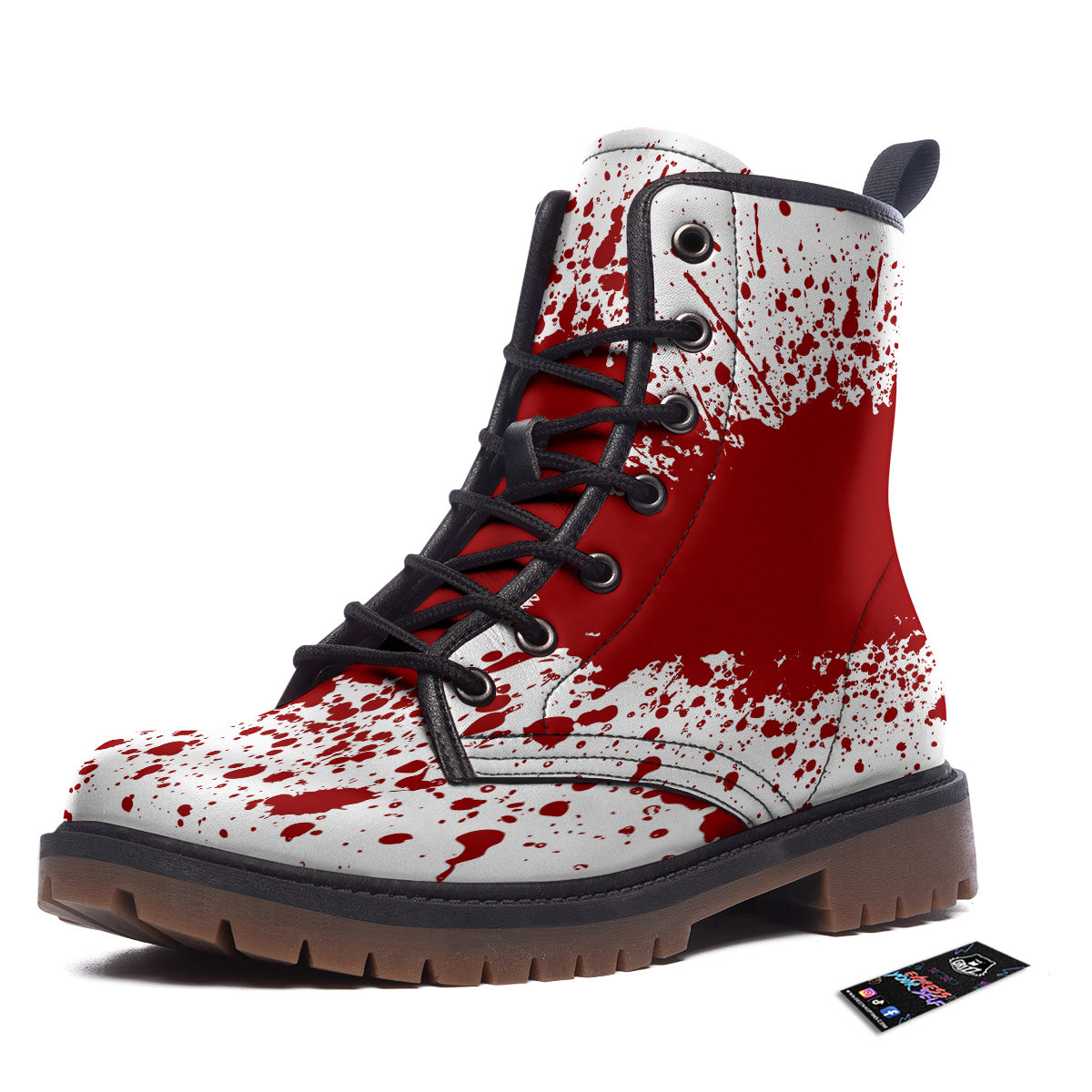 Splashed Blood Print Work Boots-grizzshop
