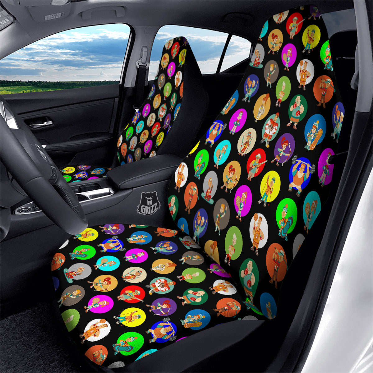 Sport Colorful Print Pattern Car Seat Covers-grizzshop