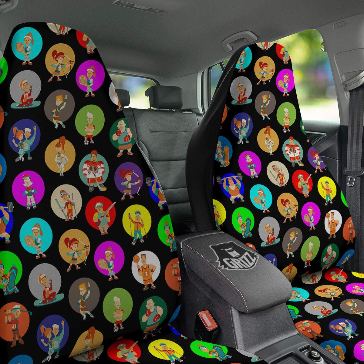 Sport Colorful Print Pattern Car Seat Covers-grizzshop