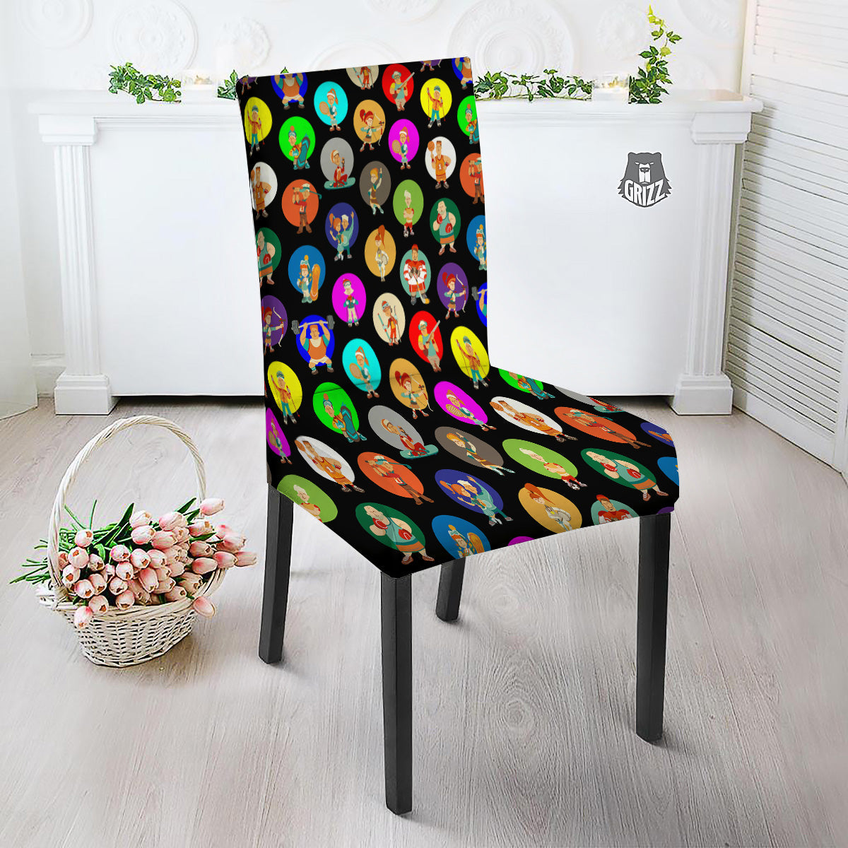 Sport Colorful Print Pattern Dining Chair Slipcover-grizzshop