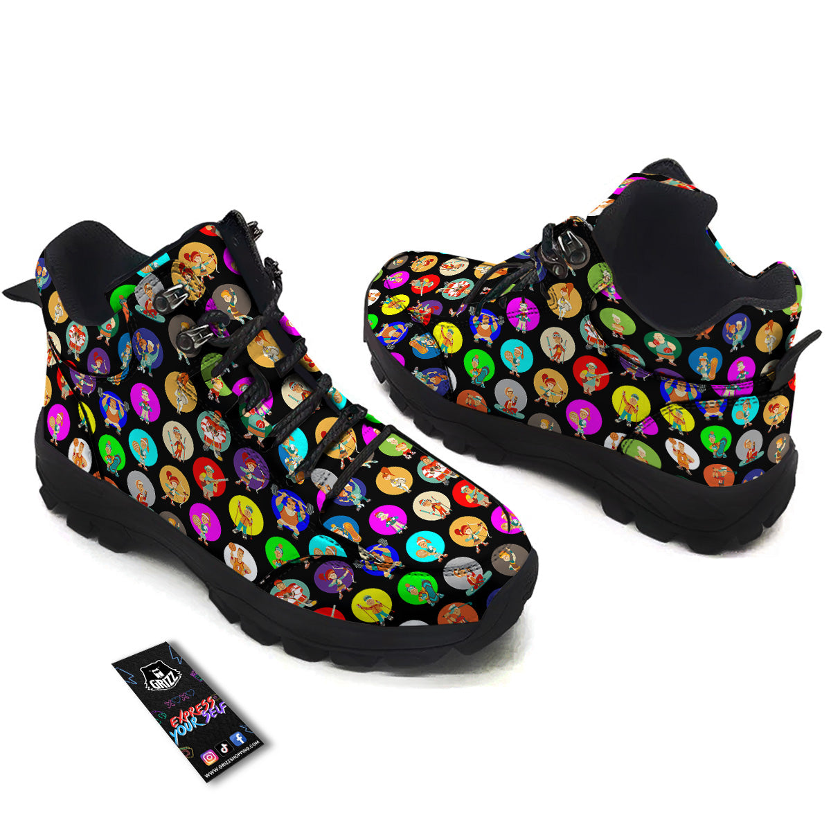 Sport Colorful Print Pattern Hiking Shoes-grizzshop