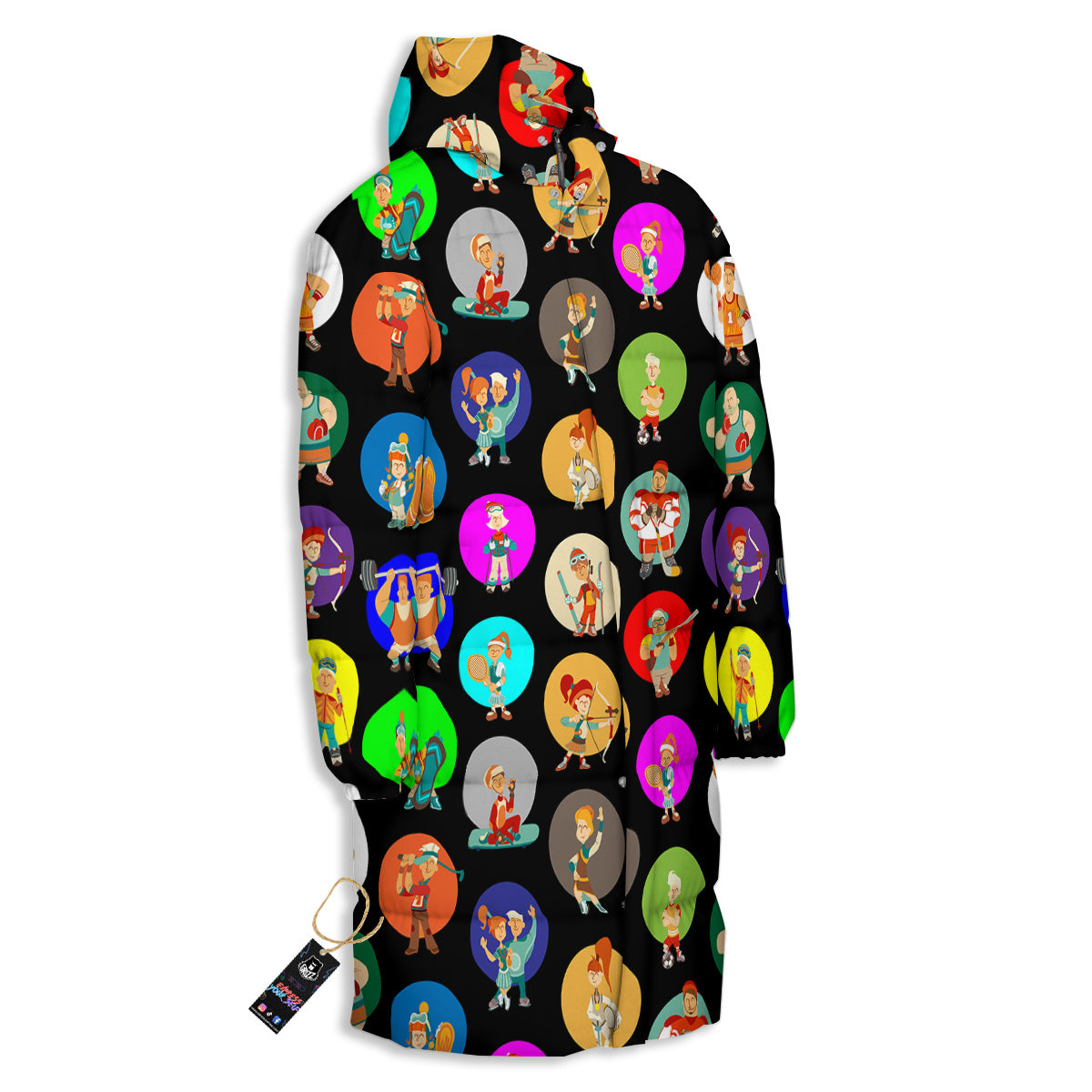 Sport Colorful Print Pattern Long Down Jacket-grizzshop