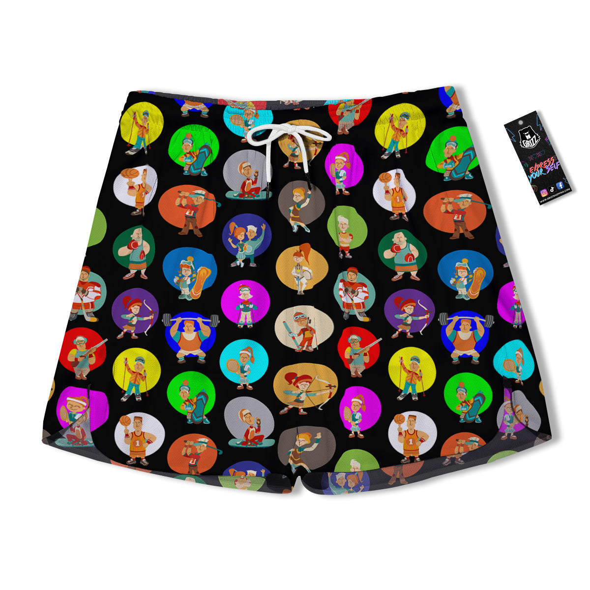 Sport Colorful Print Pattern Men's Running Shorts-grizzshop