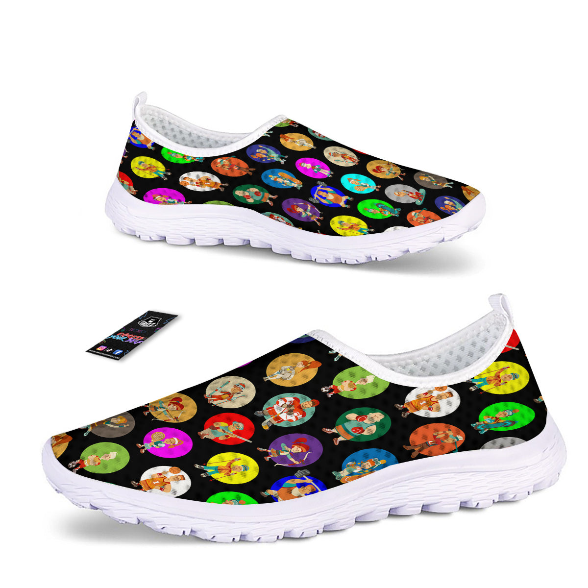 Sport Colorful Print Pattern Nurse Shoes-grizzshop