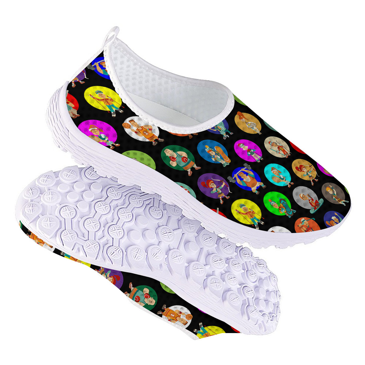 Sport Colorful Print Pattern Nurse Shoes-grizzshop