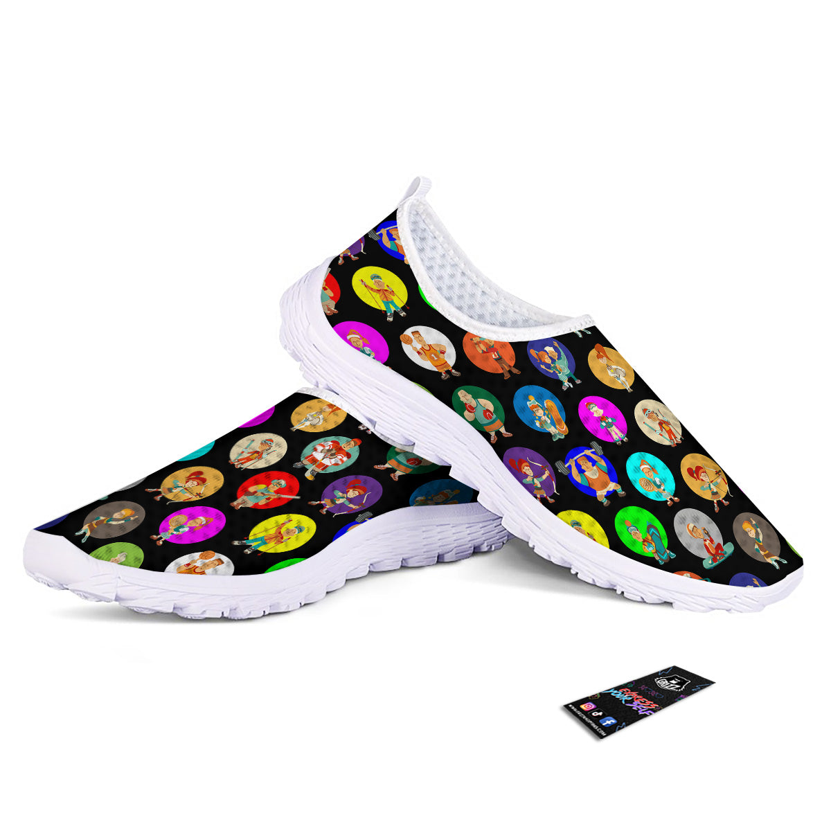 Sport Colorful Print Pattern Nurse Shoes-grizzshop