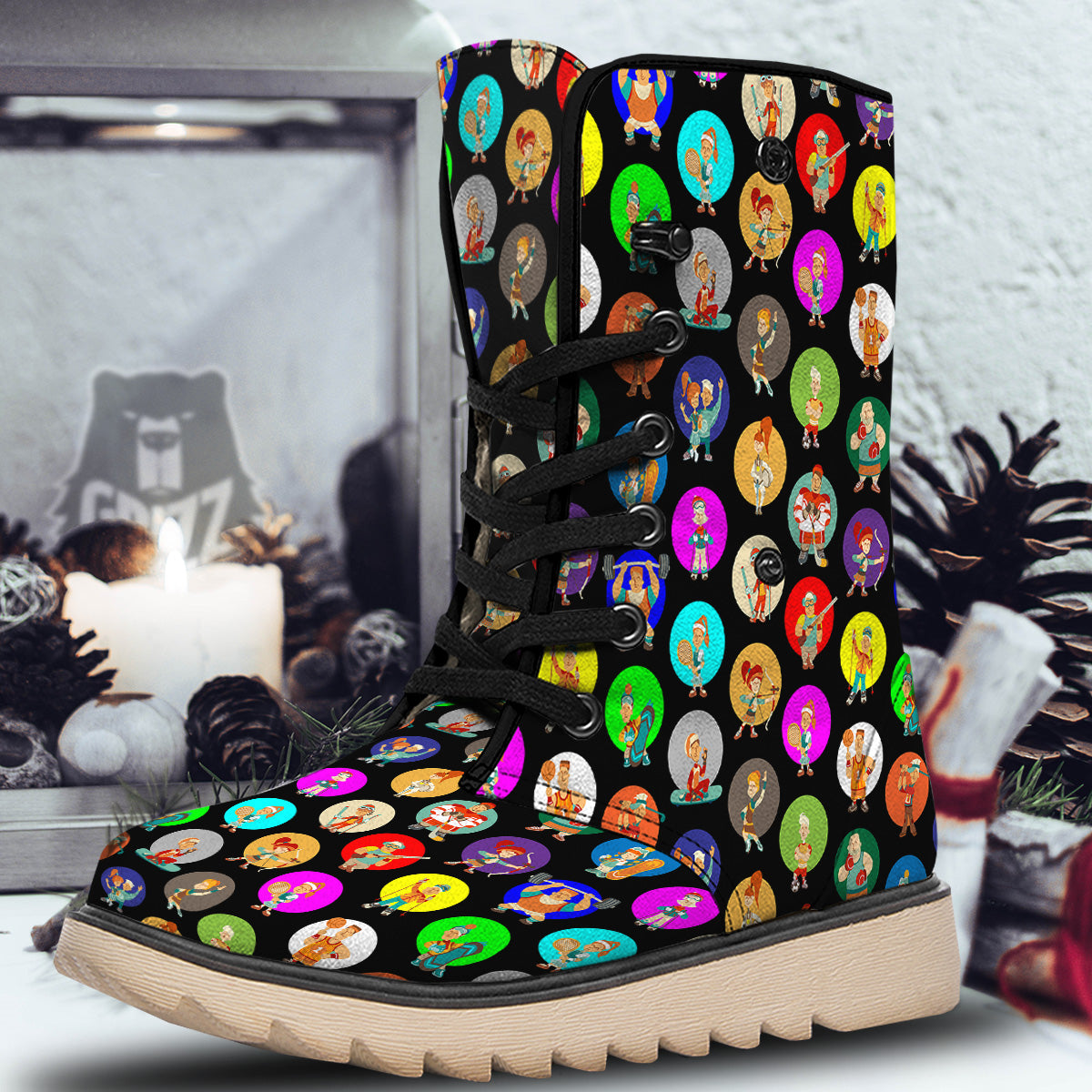 Sport Colorful Print Pattern Snow Boots-grizzshop